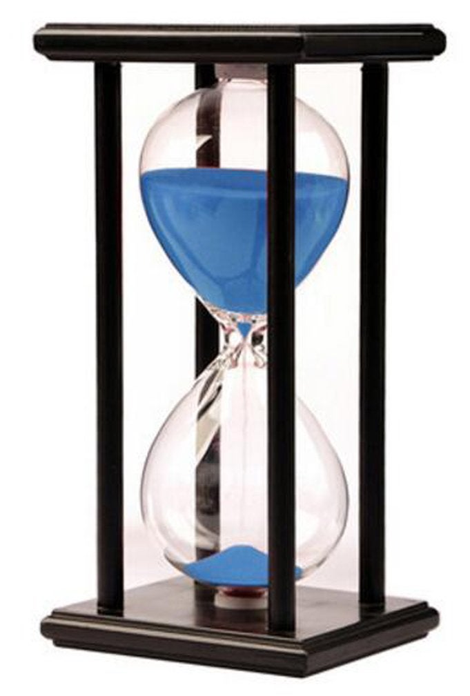 Lodunsyr Sandglass 60 Minutes Timer Hourglass 1 Hour for Ornament Decoration Xmas New Year Birthday Tea Coffee Table Book Shelf School Game Wooden Frame Sand Timer Blue - Image 1